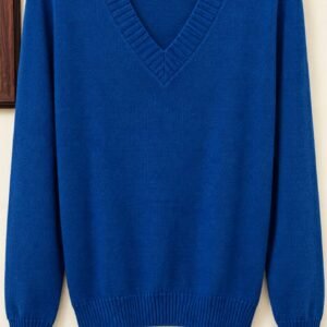 Royal Blue V-Neck Knit Sweater
